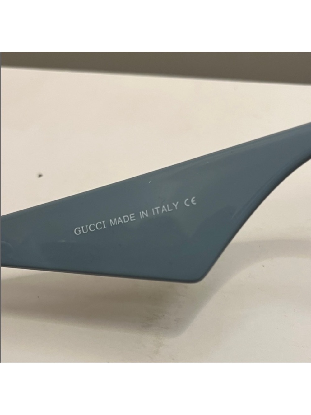 Gucci Light Blue Cat-Eye Sunglasses with Green-Red Stripe Accent - Picture 2 of 3